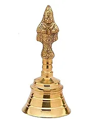 SRI Brass Pooja Bell (4 inch, Gold) Ghanti/Pooja Mandir Bell (100 gram}-thumb2