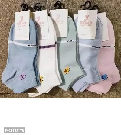 Multi Color Women S Girl S Ankle Length Summer Socks Pack Of 5 Comfortable Breathable Dust Free Sweat Free Sock
