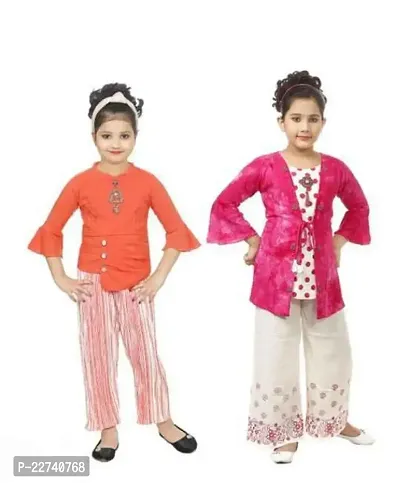Stylish Fancy Designer Cotton Clothing Set For Kids Girls Pack Of 2-thumb0