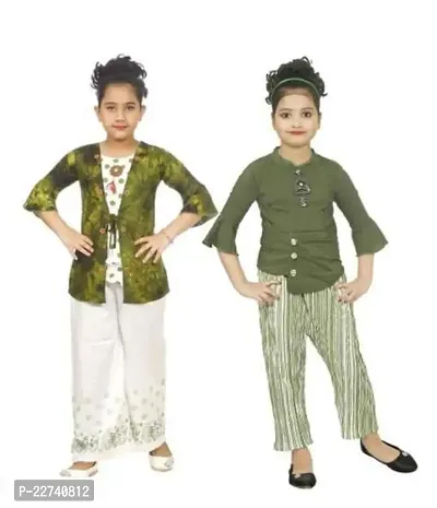 Stylish Fancy Designer Cotton Clothing Set For Kids Girls Pack Of 2