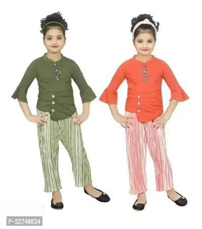 Stylish Fancy Designer Cotton Clothing Set For Kids Girls Pack Of 2