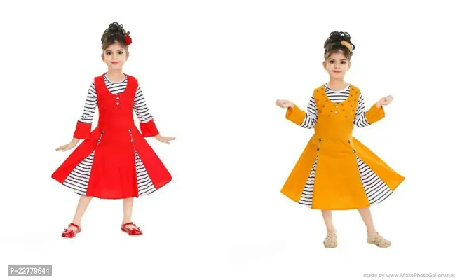 Fabulous Multicoloured Cotton Frocks For Girls Pack Of 2-thumb0