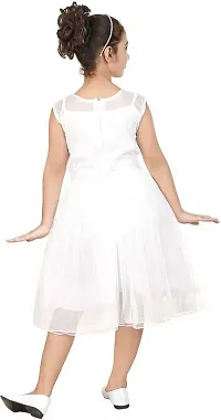 NEGUP Girls Midi/Knee Length Party Dress (White, Sleeveless)_4Y-5Years-thumb1