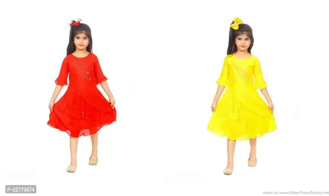 Fabulous Multicoloured Cotton Frocks For Girls Pack Of 2