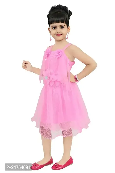 DISPATCHED Girls Midi/Knee Length Party Dress (Pink, Sleeveless)-thumb0