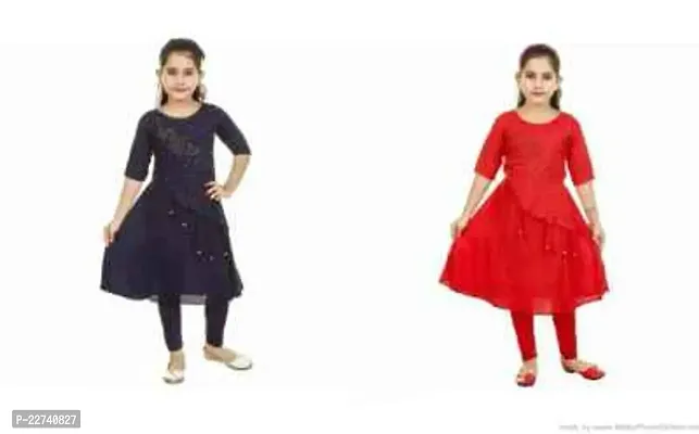 Stylish Fancy Designer Cotton Clothing Set For Kids Girls Pack Of 2-thumb0