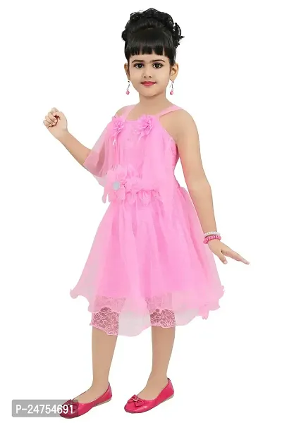 DISPATCHED Girls Midi/Knee Length Party Dress (Pink, Sleeveless)-thumb3