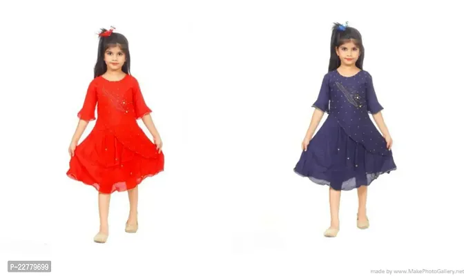 Fabulous Multicoloured Cotton Frocks For Girls Pack Of 2-thumb0