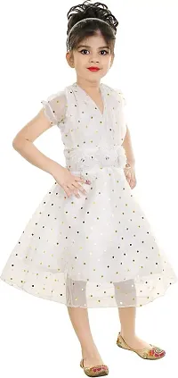 NEGUP Girls Midi/Knee Length Party Dress (White, Sleeveless) 36-thumb2