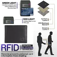 MEHZIN Men Formal Black Genuine Leather RFID Wallet with Pen Combo Set (6 Card Slots) N-thumb2