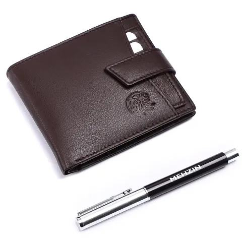 Stylish Leather Wallet With Pen For Men