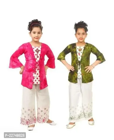 Stylish Fancy Designer Cotton Clothing Set For Kids Girls Pack Of 2