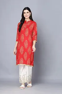 BADRIKA Printed Kurti and Printed Bordered Palazzo with Printed Dupatta-thumb1