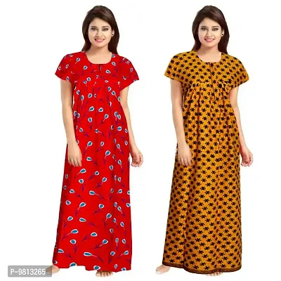 Comfortable Cotton Printed Nighty Combo For Women Pack Of 2