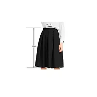 Tanvi Creations Women's High Waist Flared Skirt Pleated Midi Skirt with Pocket-thumb2