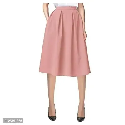 Tanvi Creations Women's High Waist Flared Skirt Pleated Midi Skirt with Pocket