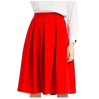 Tanvi Creations Women's High Waist Flared Skirt Pleated Midi Skirt with Pocket-thumb1