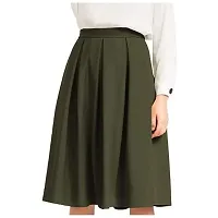 Tanvi Creations Women's High Waist Flared Skirt Pleated Midi Skirt with Pocket-thumb1