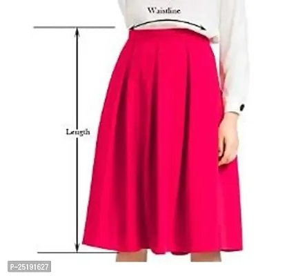 Tanvi Creations Women's High Waist Flared Skirt Pleated Midi Skirt with Pocket-thumb3