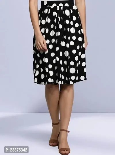 Classic Crepe Polka Dotted Skirts for Women-thumb0