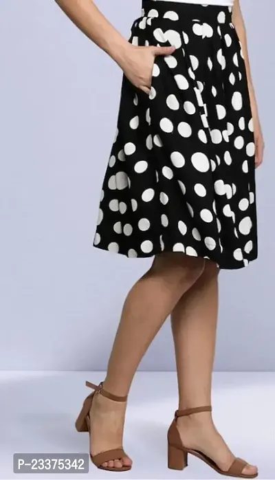 Classic Crepe Polka Dotted Skirts for Women-thumb3