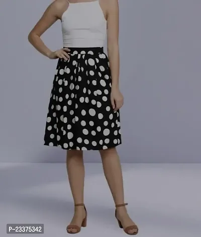 Classic Crepe Polka Dotted Skirts for Women-thumb2