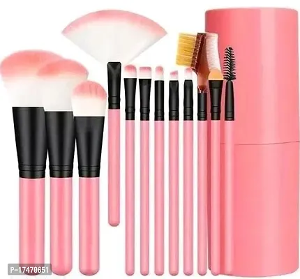 Makeup Brushes Kit, Light Pink - (Pack of 12)-thumb0