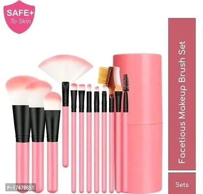 Makeup Brushes Kit, Light Pink - (Pack of 12)-thumb4