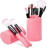 Makeup Brushes Kit, Light Pink - (Pack of 12)-thumb1