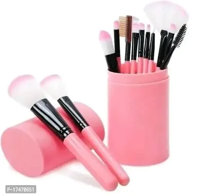 Makeup Brushes Kit, Light Pink - (Pack of 12)-thumb2