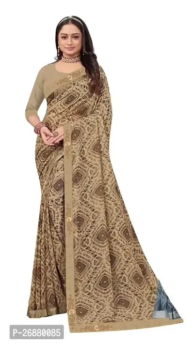 Stylish Brown Art Silk Printed Saree With Blouse Piece For Women-thumb0