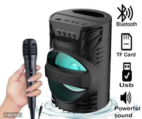 3D Thunder Bass Portable Outdoor WS-04 Bluetooth Speaker with Wired mic, LED light Display, AUX,USB,FM,TF card Support| HD Surround High Bass-thumb0