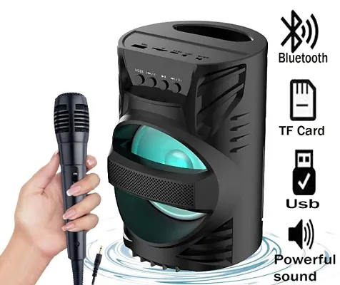 3D Thunder Bass Portable Outdoor WS-04 Bluetooth Speaker with Wired mic, LED light Display, AUX,USB,FM,TF card Support| HD Surround High Bass