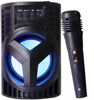 WS-03 Wireless Multimedia Rechargeable Karaoke Amplifier System Sound Box Portable Outdoor Sound bar Extra deep bass, LED Lights Sub-woofer Laptop/Desktop Speaker Playback time of 8 Hours [ Free Mic ]