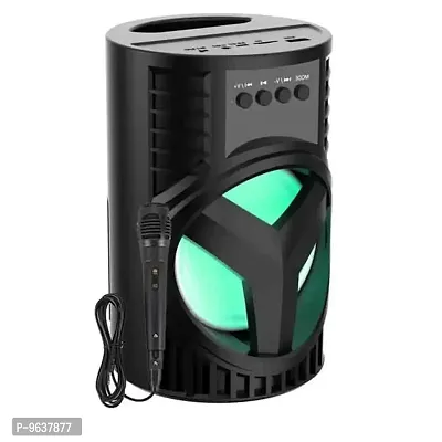 TOP Selling WS-03 Loud Stereo Sound Portable Wireless Rechargeable Multimedia System Karaoke Handle Speaker Splash Proof | Led Color Changing Lights { Free MIC }-thumb0