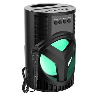 TOP Selling WS-03 Loud Stereo Sound Portable Wireless Rechargeable Multimedia System Karaoke Handle Speaker Splash Proof | Led Color Changing Lights { Free MIC }