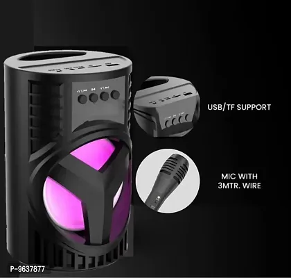 TOP Selling WS-03 Loud Stereo Sound Portable Wireless Rechargeable Multimedia System Karaoke Handle Speaker Splash Proof | Led Color Changing Lights { Free MIC }-thumb3