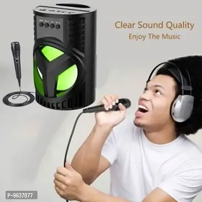 TOP Selling WS-03 Loud Stereo Sound Portable Wireless Rechargeable Multimedia System Karaoke Handle Speaker Splash Proof | Led Color Changing Lights { Free MIC }-thumb4
