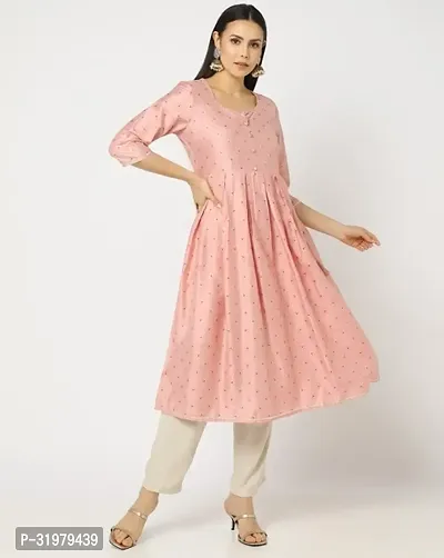 Stylish Pink Cotton Kurta For Women-thumb0