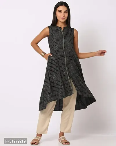 Stylish Black Cotton Kurta For Women-thumb0