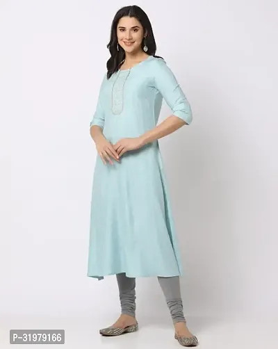 Stylish Turquoise Cotton Kurta For Women