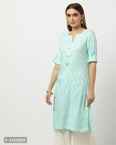 Stylish Turquoise Cotton Kurta For Women-thumb0