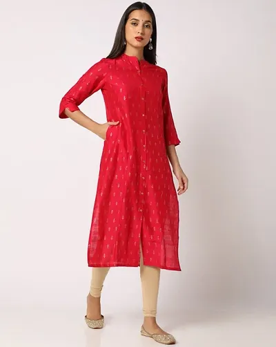 Stylish Printed Cotton A-Line Kurtis