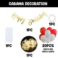 White Net Curtain For Birthday Decoration For Husband, Wife, Boy Friend, Girl Friend Birthday With Happy Birthday Banner, Led Light, White Net Curtain and Metallic Balloons, Cabana Tent Decorations-thumb2