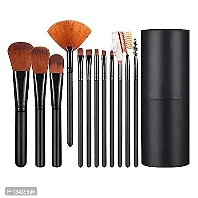 Professional Beauty 12Pcs Makeup Brush Set With Storage Box Black-thumb0