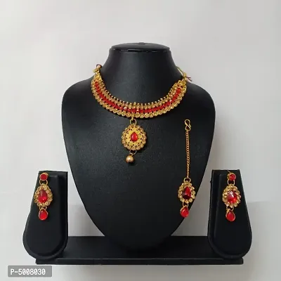 Latest Attractive Alloy Jewellery Set with Maang Tikka