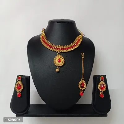 Latest Attractive Alloy Jewellery Set with Maang Tikka-thumb0