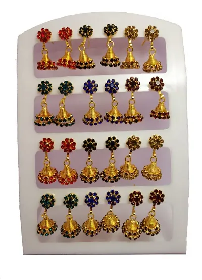 Set of attractive 12 Jhumka pairs (Earrings) With organizer