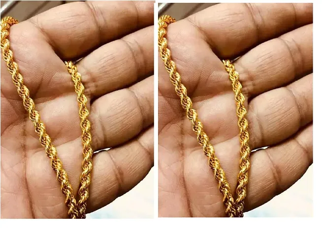 Golden Brass Chain For Men Pack Of 2