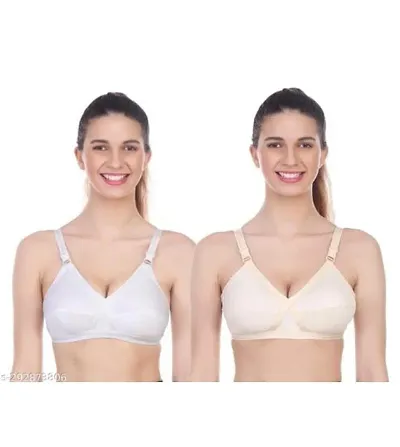 Stylish Blend Solid Bras For Women Pack Of 2